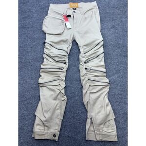 Nothingness World Mens Tan Multi-Zipper Stacked Cargo Pants 34x32 New